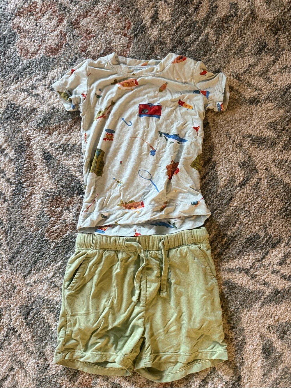 Angel Dear Fishing Print Pajama Set 6-12 M